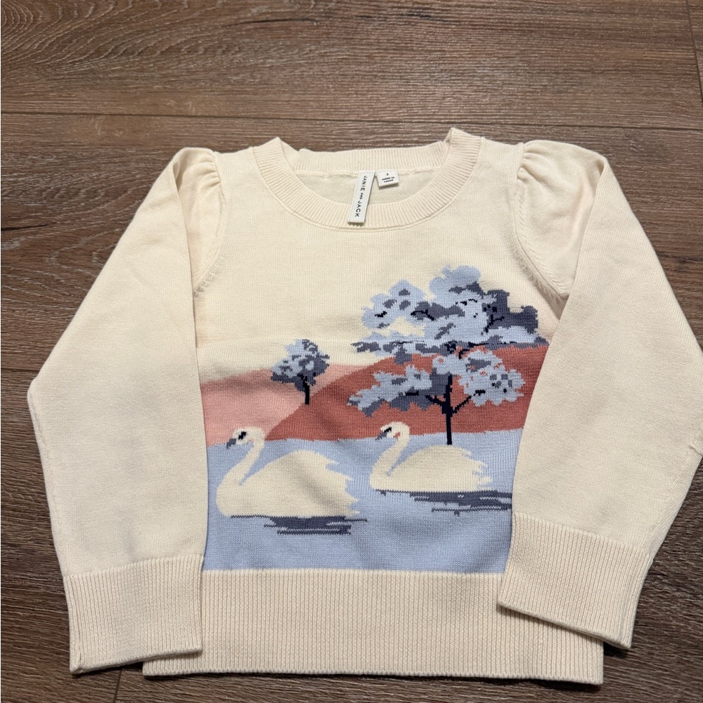 Janie and Jack Cream swan sweater